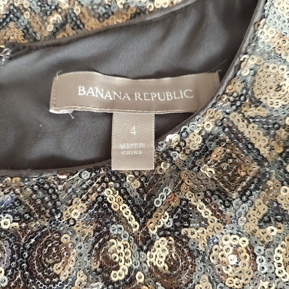 Banana Republic Black & Silver Sequin Formal Party Dress - Picture 6 of 7